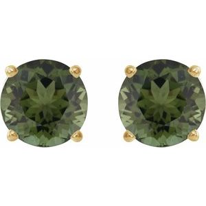 14K Yellow 6 mm Natural Green Tourmaline Earrings Ethereal Legacy Boutiques