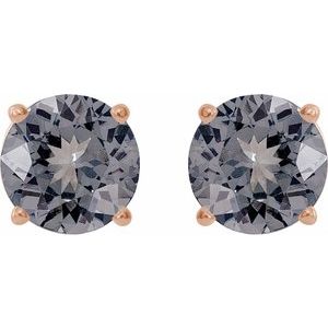 14K Rose 6 mm Natural Gray Spinel Earrings Ethereal Legacy Boutiques