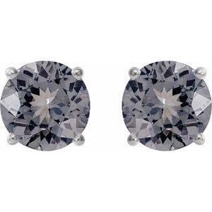 14K White 6 mm Natural Gray Spinel Earrings Ethereal Legacy Boutiques