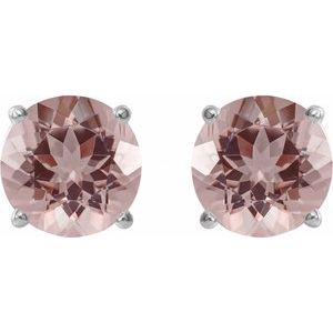 14K White 6 mm Natural Pink Morganite Earrings Ethereal Legacy Boutiques