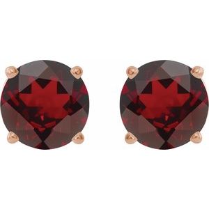 14K Rose 8 mm Natural Mozambique Garnet Earrings Ethereal Legacy Boutiques