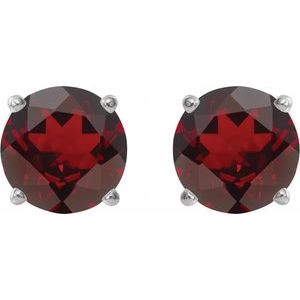 14K White 8 mm Natural Mozambique Garnet Earrings Ethereal Legacy Boutiques