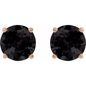 14K Rose 7 mm Natural Black Onyx Earrings Ethereal Legacy Boutiques