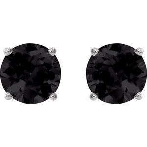 14K White 6 mm Natural Black Onyx Earrings Ethereal Legacy Boutiques