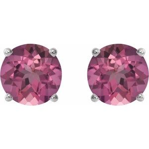 14K White 6 mm Natural Pink Tourmaline Earrings Ethereal Legacy Boutiques