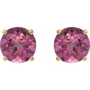 14K Yellow 6 mm Natural Pink Tourmaline Earrings Ethereal Legacy Boutiques