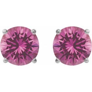Sterling Silver 8 mm Lab-Grown Pink Sapphire Earrings Ethereal Legacy Boutiques