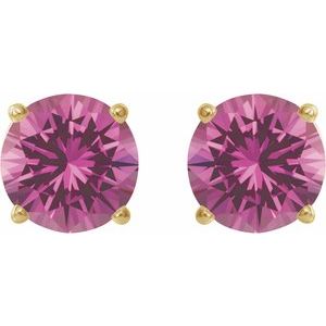 14K Yellow 7 mm Lab-Grown Pink Sapphire Earrings Ethereal Legacy Boutiques