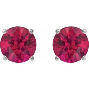 14K White 7 mm Lab-Grown Ruby Earrings Ethereal Legacy Boutiques