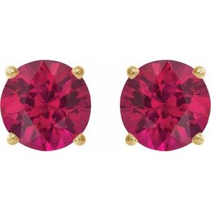 14K Yellow 7 mm Lab-Grown Ruby Earrings Ethereal Legacy Boutiques