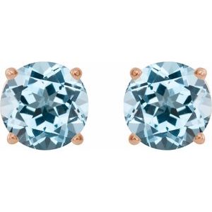 14K Rose 7 mm Natural Sky Blue Topaz Earrings Ethereal Legacy Boutiques