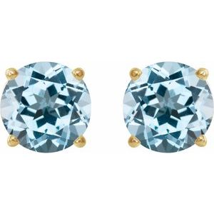 14K Yellow 7 mm Natural Sky Blue Topaz Earrings Ethereal Legacy Boutiques