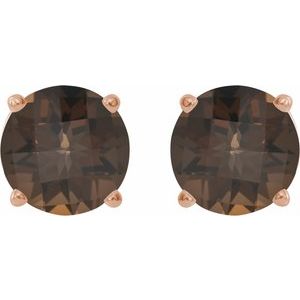14K Rose 8 mm Natural Smoky Quartz Earrings Ethereal Legacy Boutiques