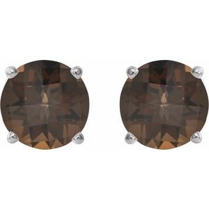 Platinum 8 mm Natural Smoky Quartz Earrings Ethereal Legacy Boutiques