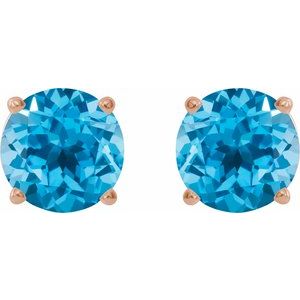 14K Rose 8 mm Natural Swiss Blue Topaz Earrings Ethereal Legacy Boutiques