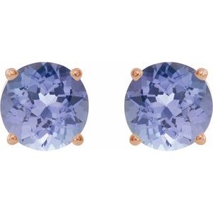 14K Rose 7 mm Natural Tanzanite Earrings Ethereal Legacy Boutiques