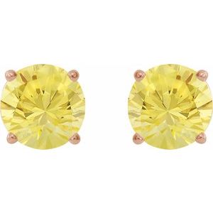 14K Rose 8 mm Lab-Grown Yellow Sapphire Earrings Ethereal Legacy Boutiques