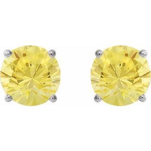 14K White 4 mm Natural Yellow Sapphire Earrings Ethereal Legacy Boutiques
