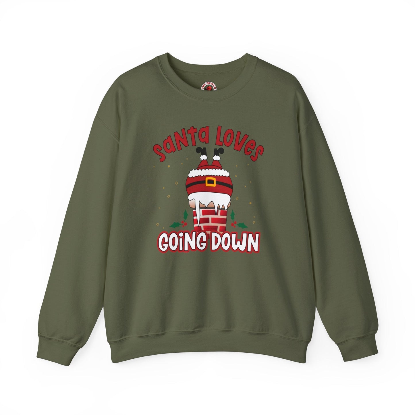 Santa Loves Going Down Crewneck Sweatshirt The Devil's Pickle