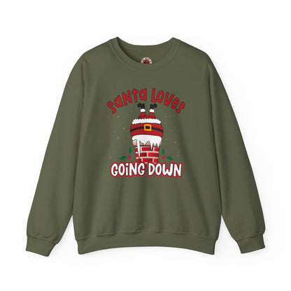 Santa Loves Going Down Crewneck Sweatshirt The Devil's Pickle