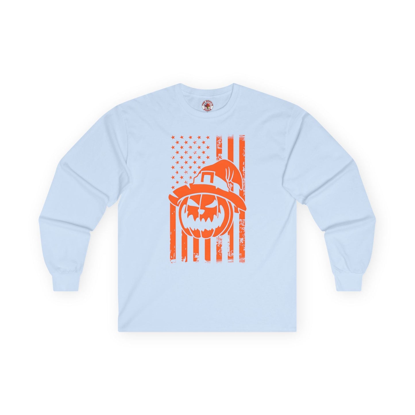 Pumpkin American Flag Long Sleeve Tee