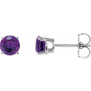 14K White 5 mm Natural Amethyst Earrings Ethereal Legacy Boutiques