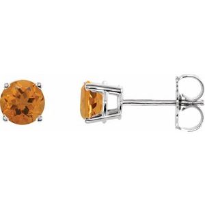 14K White 5 mm Natural Citrine Earrings Ethereal Legacy Boutiques