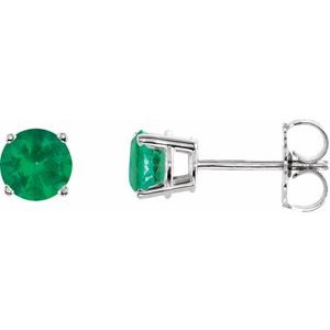 14K White 5 mm Natural Emerald Earrings Ethereal Legacy Boutiques