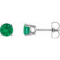 14K White 5 mm Natural Emerald Earrings Ethereal Legacy Boutiques