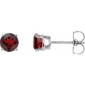 14K White 5 mm Natural Mozambique Garnet Earrings Ethereal Legacy Boutiques