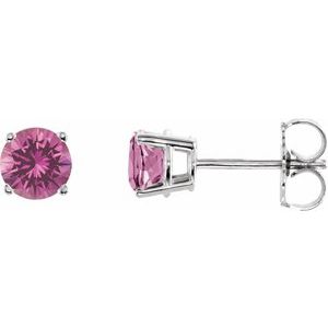 14K White 5 mm Natural Pink Tourmaline Earrings Ethereal Legacy Boutiques