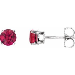 14K White 5 mm Natural Ruby Earrings Ethereal Legacy Boutiques