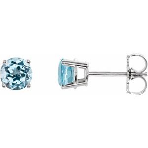 14K White 5 mm Natural Sky Blue Topaz Earrings Ethereal Legacy Boutiques