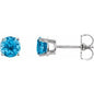 14K White 5 mm Natural Swiss Blue Topaz Earrings