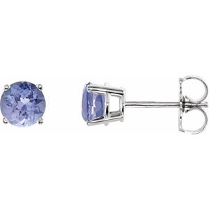 14K White 5 mm Natural Tanzanite Earrings Ethereal Legacy Boutiques