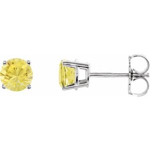 14K White 5 mm Natural Yellow Sapphire Earrings Ethereal Legacy Boutiques