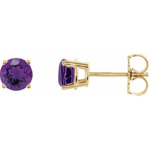 14K Yellow 5 mm Natural Amethyst Earrings Ethereal Legacy Boutiques