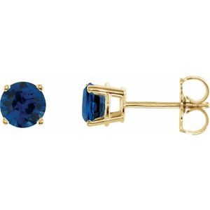 14K Yellow 5 mm Natural Blue Sapphire Earrings Ethereal Legacy Boutiques