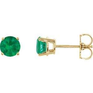 14K Yellow 5 mm Natural Emerald Earrings Ethereal Legacy Boutiques