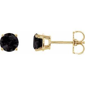 14K Yellow 5 mm Natural Black Onyx Earrings Ethereal Legacy Boutiques
