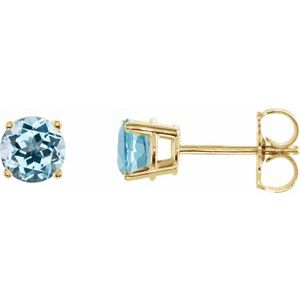 14K Yellow 5 mm Natural Sky Blue Topaz Earrings Ethereal Legacy Boutiques