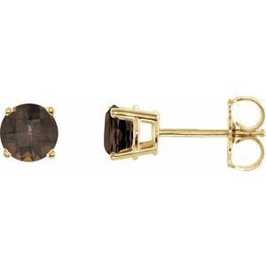 14K Yellow 5 mm Natural Smoky Quartz Earrings Ethereal Legacy Boutiques