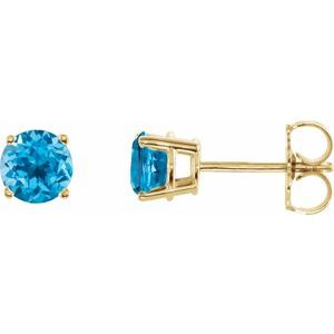 14K Yellow 5 mm Natural Swiss Blue Topaz Earrings