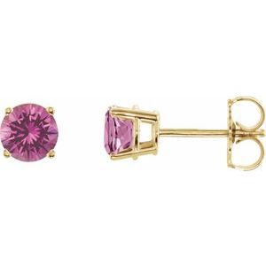 14K Yellow 5 mm Natural Pink Sapphire Earrings Ethereal Legacy Boutiques
