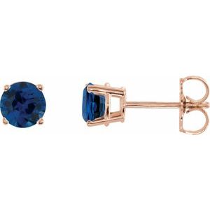 14K Rose 5 mm Natural Blue Sapphire Earrings Ethereal Legacy Boutiques