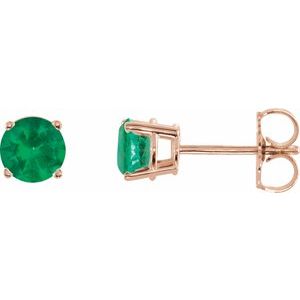 14K Rose 5 mm Natural Emerald Earrings Ethereal Legacy Boutiques