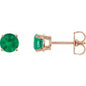14K Rose 5 mm Natural Emerald Earrings Ethereal Legacy Boutiques