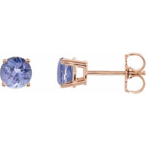 14K Rose 5 mm Natural Tanzanite Earrings Ethereal Legacy Boutiques