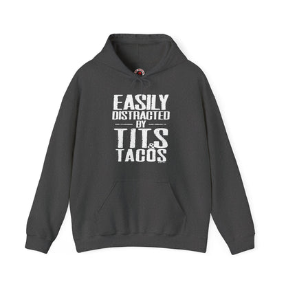 Easily Distracted By Tits and Tacos Hooded Sweatshirt The Devil's Pickle