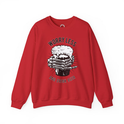 Worry Less and Drink Beer Crewneck Sweatshirt The Devil's Pickle